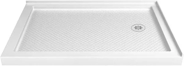 DreamLine SlimLine 36 in. D x 54 in. W x 2 3/4 in. H Drain Double Threshold Shower Base DLT