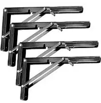 ZOENHOU 4PCS 14 Inch Folding Shelf Brackets, Heavy Duty Metal Collapsible Shelf Locking Brackets, Wall Mounted Foldable Shelf Hinge for Work Bench Table, Max Load 280Lb