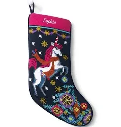 Lands' End Needlepoint Stockings Magical Unicorn One Size