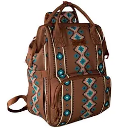 Wrangler Aztec Backpack Organized Daypack Travel Baby Bag with Stroller Strap and Side Bottle Pockets