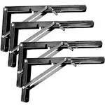 4PCS 14 Inch Folding Shelf Brackets, Heavy Duty Metal Collapsible Shelf Locki...