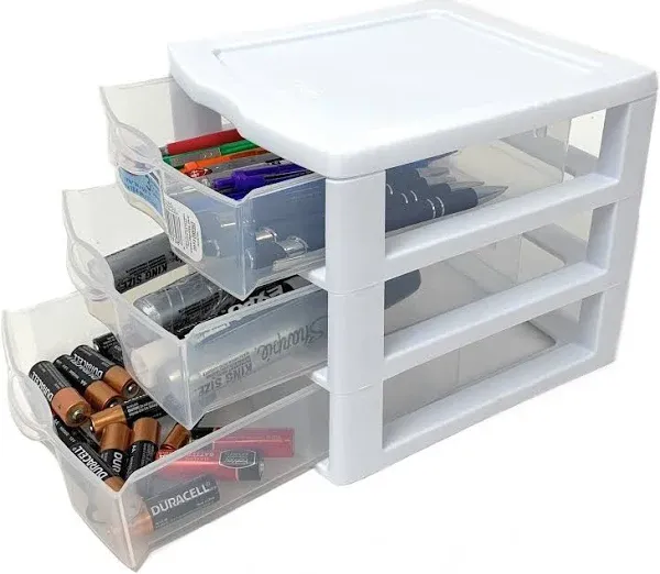 Small 3 Drawer Desktop Storage Unit, Tabletop Organizer for Desk, Countertop at 