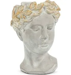 Woman Head With Gold Laurel Wreath Planter