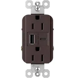 LEGRAND radiant 15 Amp Decorator Duplex Outlet, 6.0 Amp Type A/C USB Dark Bronze