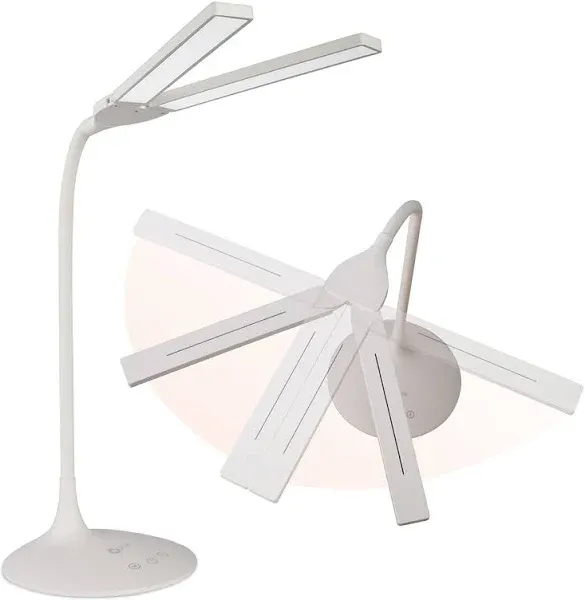 OttLite Pivot LED Desk Lamp with Dual Shades - White