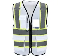 AYKRM High Vis Reflective Safety Vest for Women Men Security Pocket Zipper