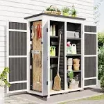 Unbranded Outdoor Storage Cabinet with Lockable Doors Multiple-Tier Shelves