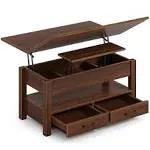 Rolanstar Coffee Table Lift Top, Multi-function Convertible Coffee Table with Drawers and Hidden Compartment, Coffee Table Converts to Dining Table