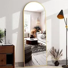 Arched Full Length Mirror 58"x18" Floor Mirrors with Aluminum Alloy Frame Free-Standing Wall Mounted Floor Mirrors or Large Dressing Mirror, Gold Arch Mirror