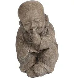 LuxenHome Quiet Little Buddha Monk Garden Statue