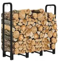 Outdoor Indoor Firewood Rack Stand - 4ft Heavy Duty Metal Wood Storage Organizer