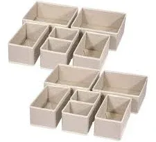 Diommell 12 Pack Foldable Cloth Storage Box Closet Dresser Drawer Organizer Fabric Baskets Bins Containers Divider Clothes Underwear Bras