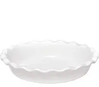 NEW Emile Henry France Ruffled Deep Pie Plate Bakeware 9” White Glaze Scalloped