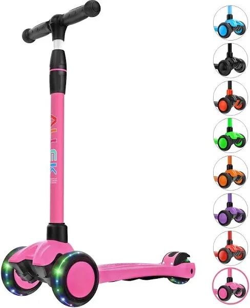 Allek Kick Scooter B03, Lean &#039;N Glide 3-Wheeled Push Scooter With Extra Wide Pu 