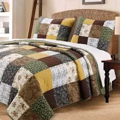 Cozy Line Andy Patchwork 3 Piece Reversible Cotton Quilt Set