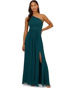 Adrianna Papell Women's One Shoulder Chiffon Gown