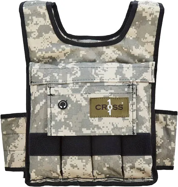 CROSS101 Adjustable Camouflage Weighted Vest with Shoulder Pads, 20 lb