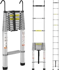 VEVOR Telescoping Ladder, 15 FT Aluminum One-button Retraction Collapsible