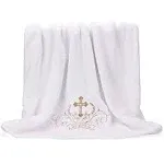 My Baptism Baby Christening Dedication 59.1 x 29.5 Inches, White/Cross/Fl<wbr/>ower 