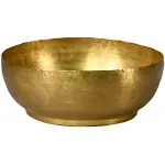 Serene Spaces Living Antique Brass Decorative Bowl 4.75&quot; Tall &amp; 12&quot; Diameter