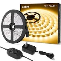 Lepro LED Strip Light, 32.8ft Dimmable Vanity Lights, 3000K Super Bright LED Tape Lights, 420 LEDs SMD 2835, Strong 3M Adhesive, Suitable for Home,