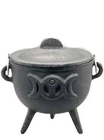 Triple Moon Cast Iron Cauldron with Lid