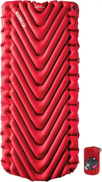 KLYMIT STATIC V LUXE Sleeping Pad, Extra Wide 76L x 30W x 3H inches)-Red