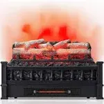 Tangkula 20" Electric Fireplace Log Set Heater with Adjustable Temp Overheating Protection Realistic Birch Wood Ember Bed