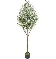 6ft Artificial Olive Tree Fake Potted Olive Silk Tree with Planter Large Faux...