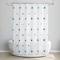 Dots Embellished Shower Curtain - Teal