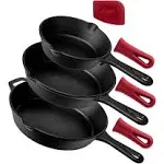 Pre-Seasoned Cast Iron Skillet 3-Piece Set