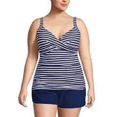 Lands' End Women's V-Neck Wrap Underwire Tankini Swimsuit Top