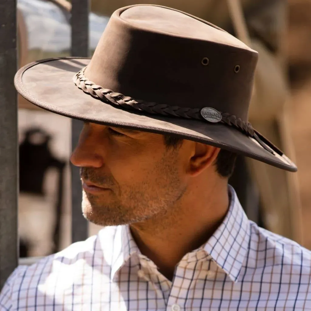 BARMAH BRONCO BROWN LEATHER WATERPROOF HAT 