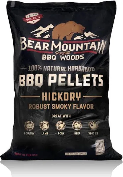 Bear Mountain BBQ All-Natural Hardwood Hickory Smoker Pellets, 20 Lb (2 Pack)