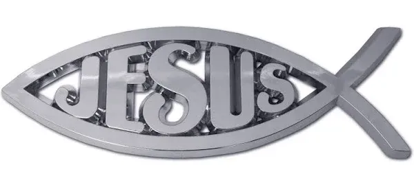 Dicksons Jesus Fish Cross Silver Color Weatherproof Guaranteed Auto Emblem