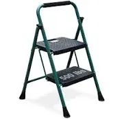 2 Step Ladder, Folding Step Stool with Wide Anti-Slip Pedal, Sturdy Steel