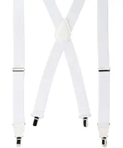 Fully Elastic Adjustable Suspenders Silver &amp; Black New With Tags Faux Leather