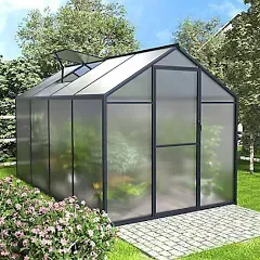 Veikous Aluminum Walk-In Garden Greenhouse Kit with Adjustable Roof Vent and Lockable Door