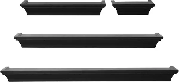 Floating Wall Shelves Set of 4 Black,4.33 x 24.61 x 5.12 Inches