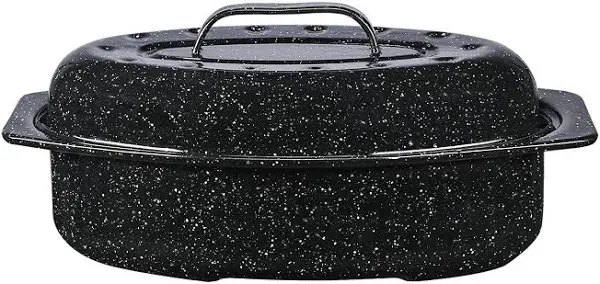 Granite Ware 18&#034; Covered Oval Roaster, 15 Pound Capacity, Roasting Pan