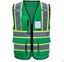 AYKRM High Vis Reflective Safety Vest for Women Men Security Pocket Zipper