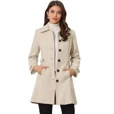 Women's Classic Single Breasted Winter Long Trenchcoat with Pockets