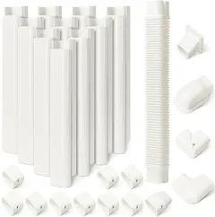 Kxuhivc 3 inchW Line Set Cover Kit for Mini Split Air Conditioners Decorative PVC Slim Line Cover for Central AC & Heat Pumps Systems Tubing