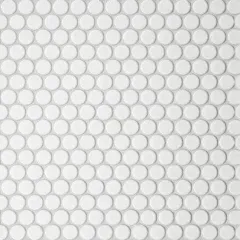 Bed Rosian Tile & Stone Le Cafe Penny Round Matte Porcelain Mosaic Tile