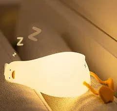 LightInTheBox Lying Flat Duck Night Light, LED Squishy Duck Lamp, Cute Light Up Duck, Silicone Dimmable Nursery Nightlight, Rechargeable Bedside Touch Lamp for