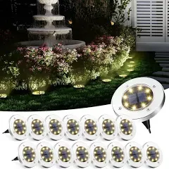 SOLPEX Solar Ground Lights, 16 Pack Solar Lights Outdoor Waterproof, 8 LED Solar Powered Landscape Lighting for Garden Yard Patio Pathway Driveway Walkway (Warm White)