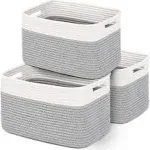 Cotton Rope Storage Baskets 3-Pack Nursery Organizer Collapsible Toy Bin