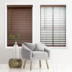 DEZ Furnishings Cordless 2" Faux Wood Blind, 22.5" W x 48" H, Dark Oak