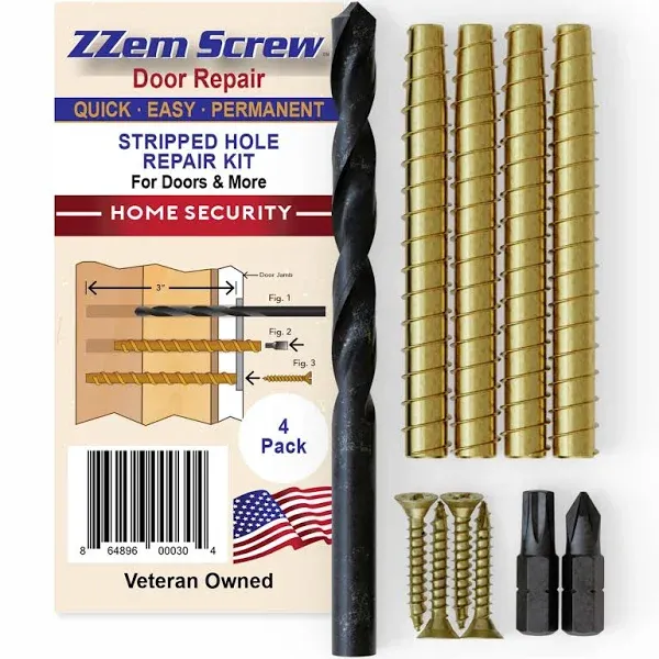 ZZem Screw Door Security & Stripped Screw Repair Kit