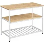 VASAGLE Alinru Kitchen Island, Oak Color White, 47.2" L x 23.6" W, 3 Shelves